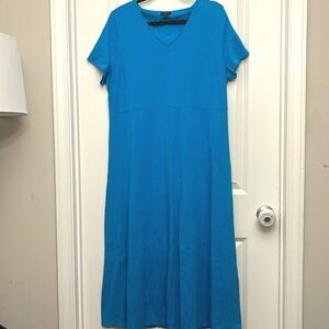 Talbots Woman Petites Maxi Dress Blue V Neck Modal Blend Size 1X Petite